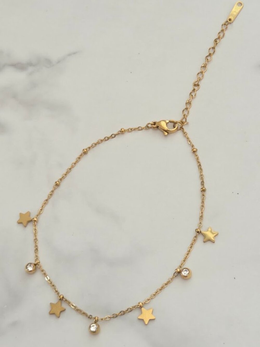 Gold Star Charm Anklet Rhinestone Dangle Stainless Steel Jewelry - Picture 11 of 14